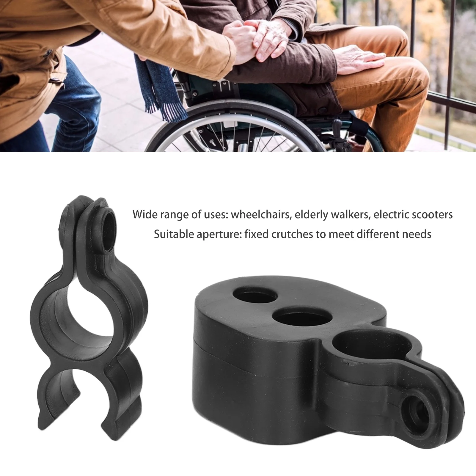 2pcs Adjustable Wheelchair Walking Stick Rack Crutch Holder Durable Practical for Electric Scooter Elderly Walkers Wheelchairs