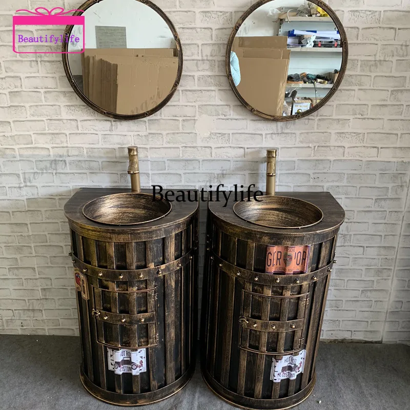 A17 Iron retro industrial wind wash basin creative bed and breakfast wash table hotel integrated