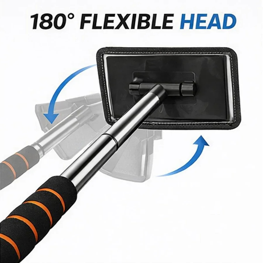 Car Window Cleaning Brush, Car Window Brush Microfiber Extendable Handle Interior Windshield Glass Cleaner Car Wash Tool