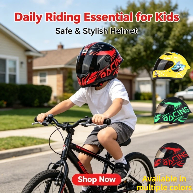 

Детский мотоциклетный шлем с полной защитой лица, всесезонный, для мальчиков и девочек, для езды на электросамокате и мотоцикле