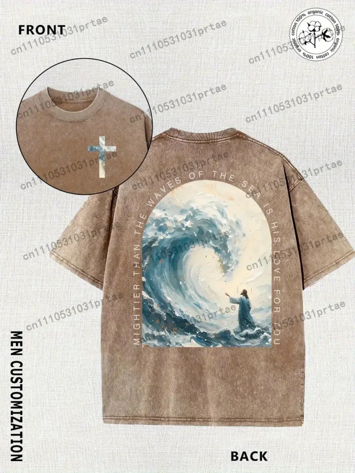 Men'S 230G Heavyweight Christian Faith Top Featuring a Design of Walking on Water, Perfect for Church, Beach Outings Red