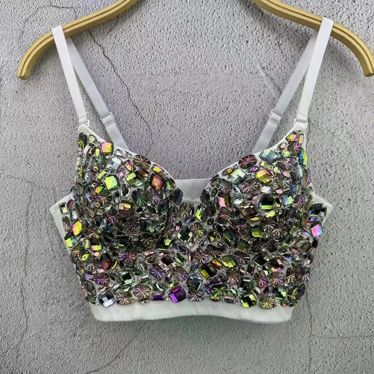 Imagem -06 - Strass Tank Top Colorido Cropped Bustier Festival Vestuário Vintage Gótico Espartilho Profissional Drop Shipping Atoshare Vip