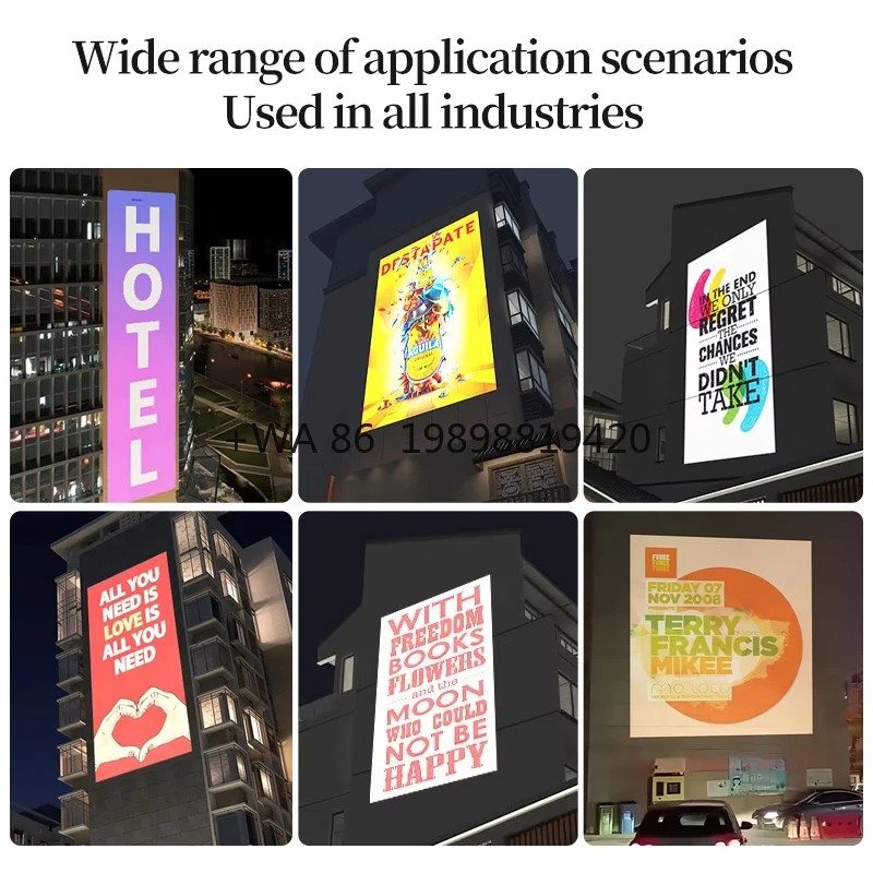 

600-watt outdoor Gobo logo projector with customized advertisement text and pattern projection lamp for lighting up the scene