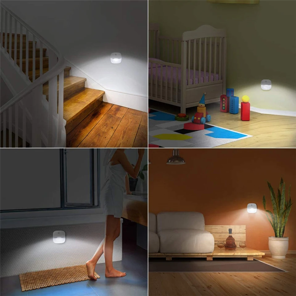 Motion Sensor Light Indoor LED Night Light Stick on Nightlight Battery Operated Lights for Hallway Stair Closet Bedroom Bathroom