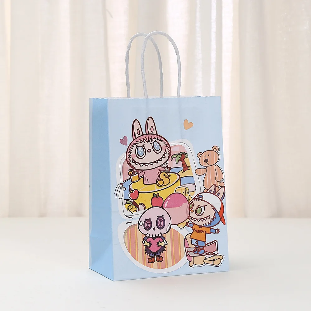 Labubu Anime Kraft Paper Bag Party Decoration Cute Labubu Gift Bags Shopping Packaging Bag Party Gift Tote Bags Candy Packing