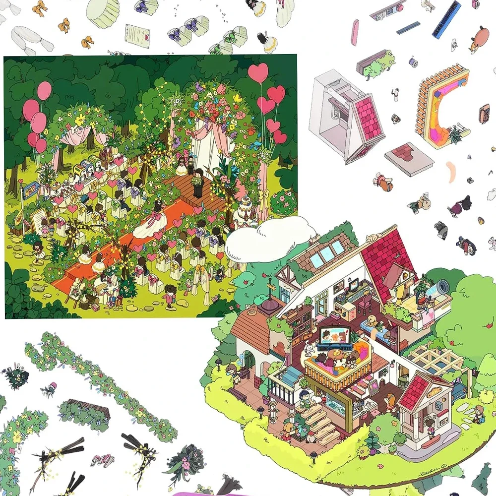 Große 3D-Aufkleber für Hochzeiten, 3D-Haussticker, moderne Cartoon-Vinylaufkleber für Sammelalben, Innen- und Außenbereich