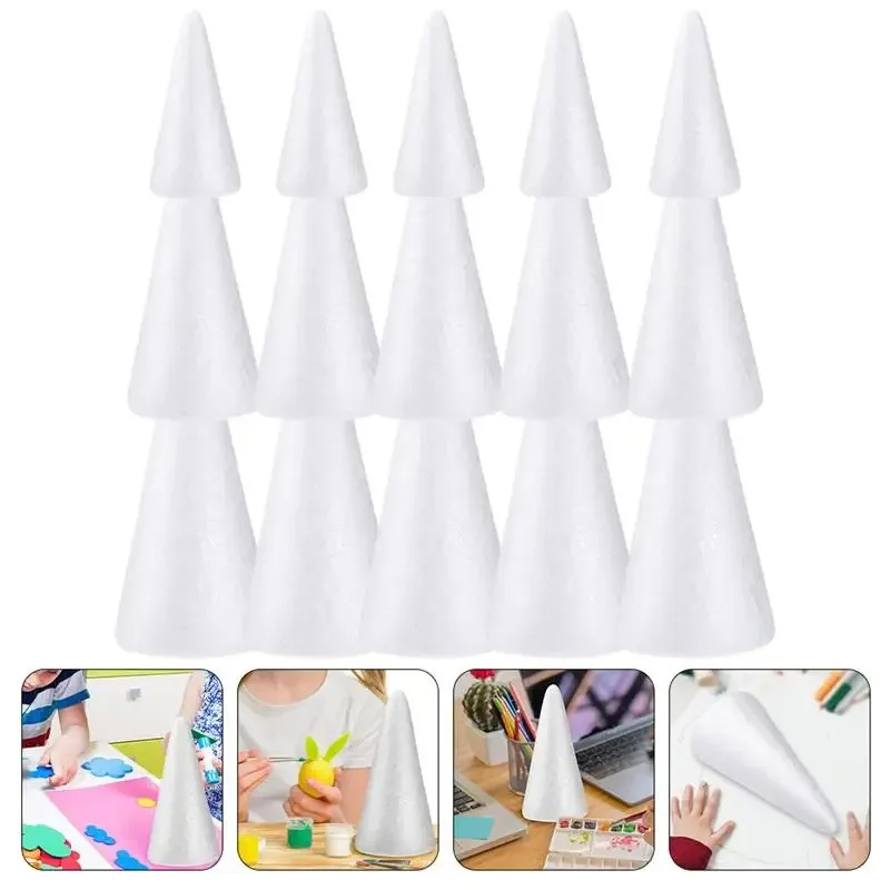 Foam Cone DIY White Cones Craft Childrens Toys Painting Foams Kid Christmas Adornment Plaything Kindergarten Drawing Cones