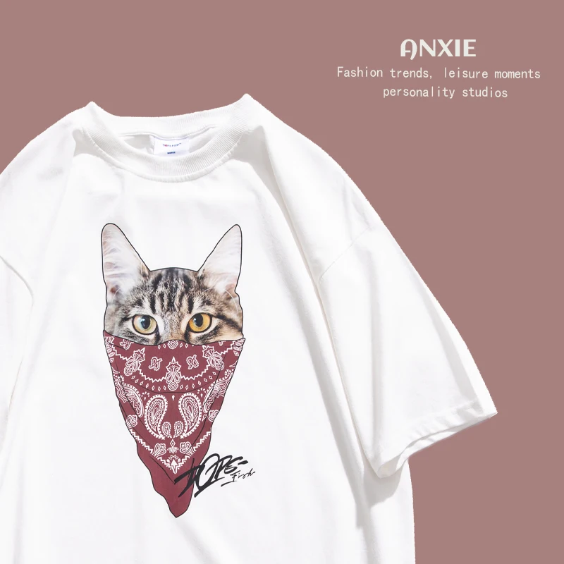 

Brand Summer Cartoon Short Sleeve Men's T-shirt Loose Fit Casual Cotton Top Unisex Fashionable INS Shirt