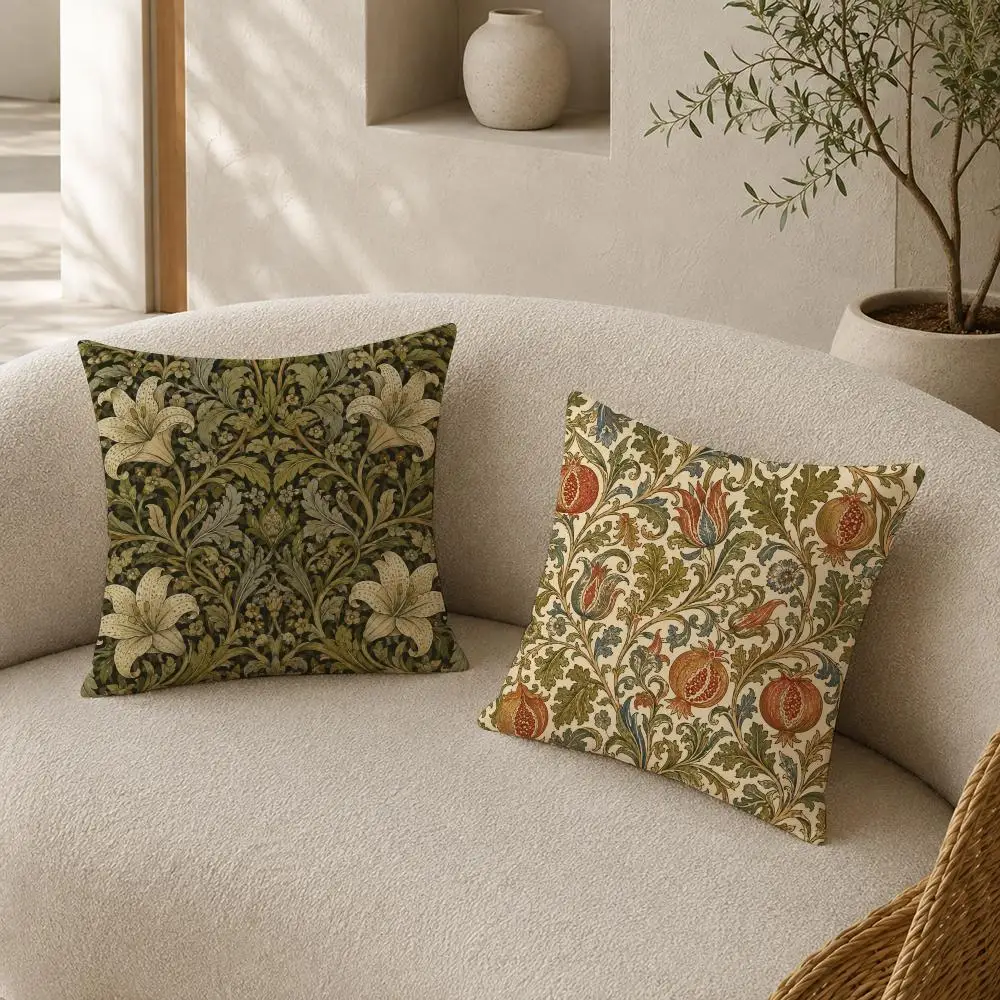 Vintage Botanical Floral Cushion Cover Pillow Case plush Double-sided Print Square Covers Sofa Home Cushion