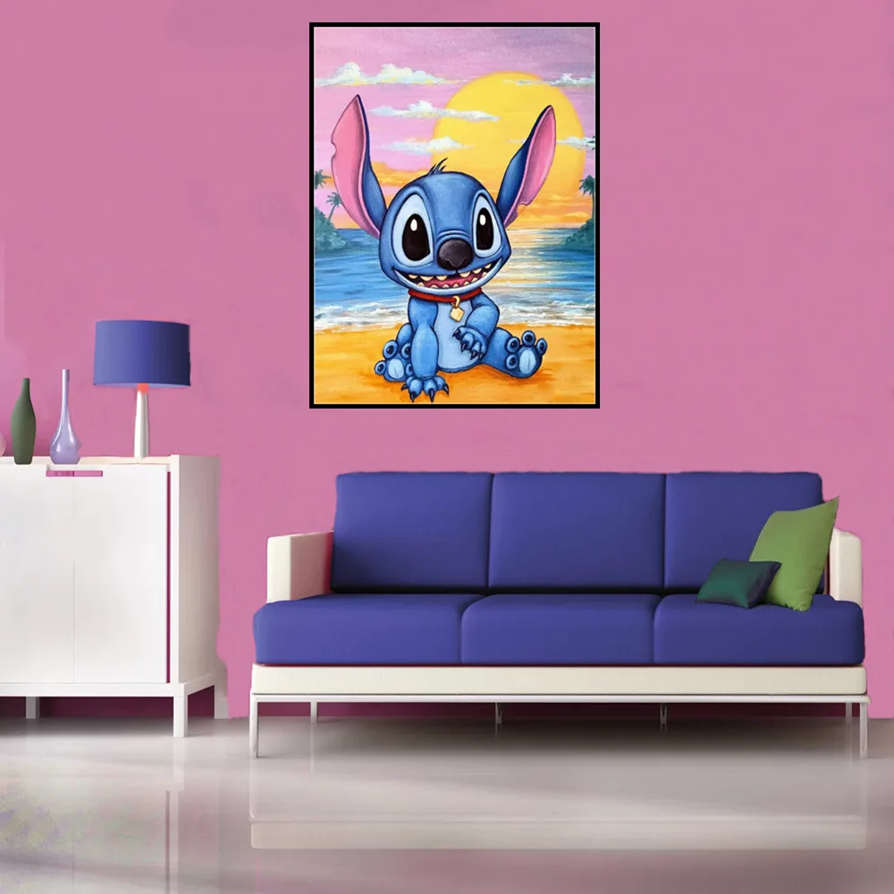 Disney Stitch Cartoon Diamond Painting Mosaic Embroidery Couple Handmade Children\'s Kids Room Decor Birthday Gifts 2023