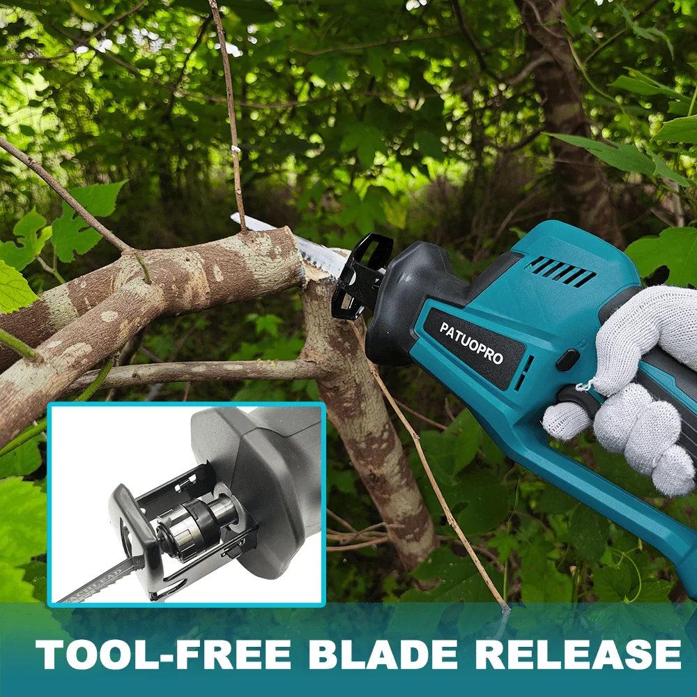 255mm Brushless Electric Reciprocating Saw With 4 Blades Cordless Adjustable Speed PVC Pipe Wood Saw For Makita 18V Battery