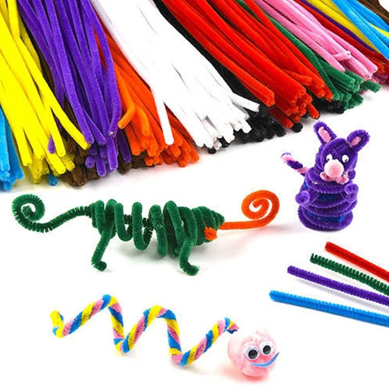 100pcs Handmade Colored Wool Root Top Twisting Bar Handmade Bar Iron Wire Creative Plush DIY Play Decorations Baby Shower