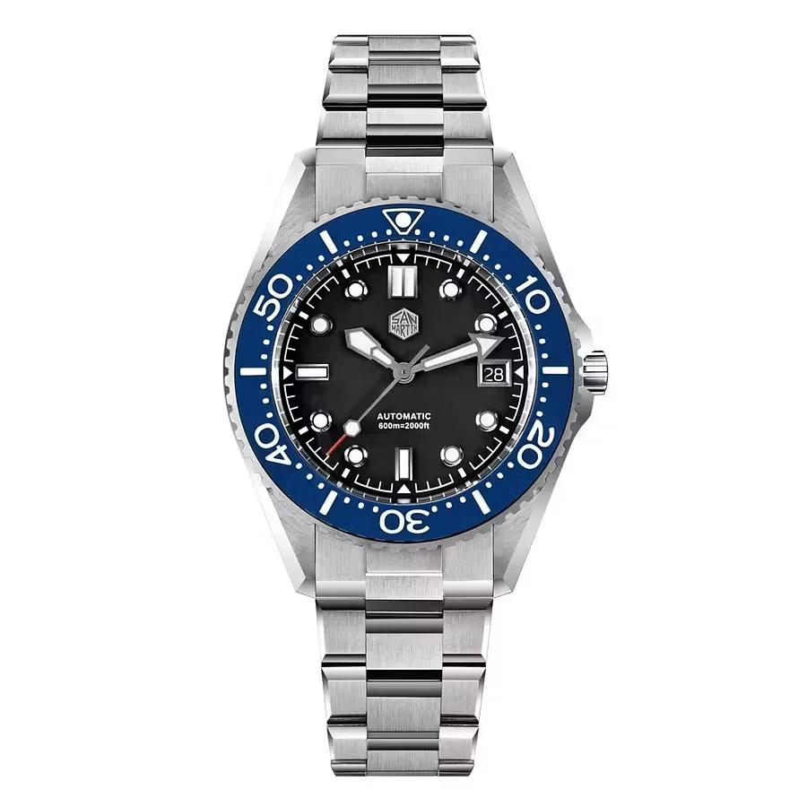 San Martin SN0036 41mm Waterproof 600m Classic Men Diver Watch Helium Escape Valve ST 2130 Automatic Mechanical Watches