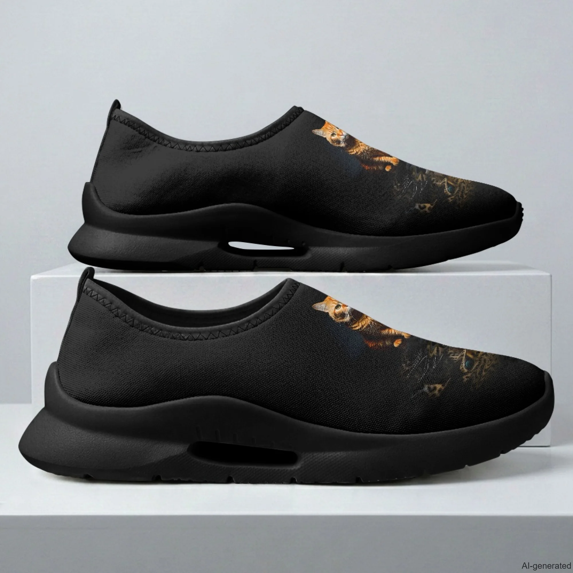 XIXIRIMIDO Mens Casual Shoes Slip On Walking Sneakers Women Gym Workout Shoes Cat Pattern Breathable Mesh Running Sneakers 35-48
