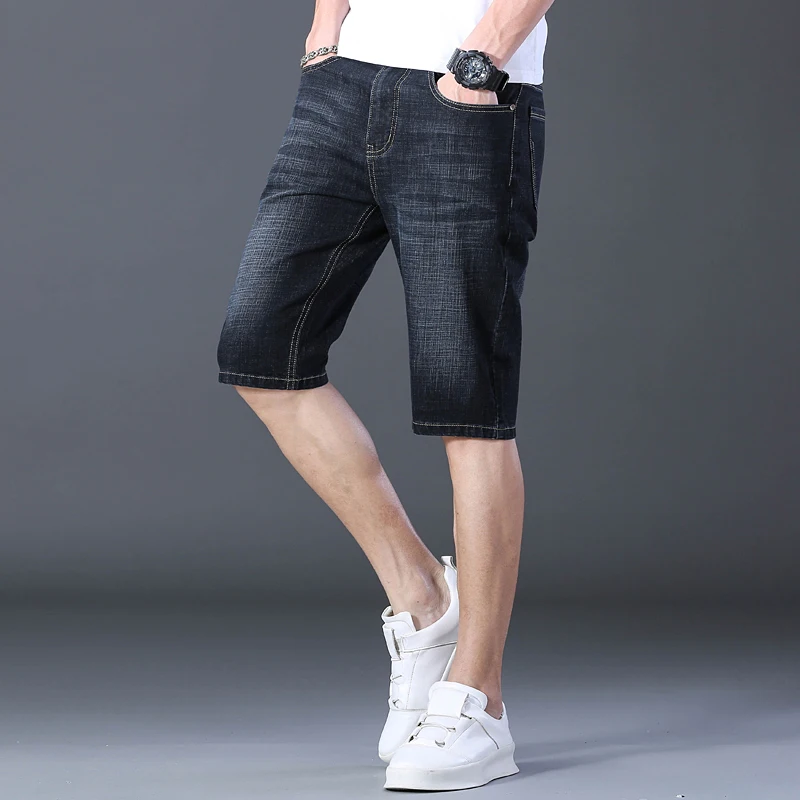 2024 New Minimalist and Trendy Summer Thin Men's Solid Color Pocket Zipper Fashion Casual Loose Straight Leg Denim Shorts