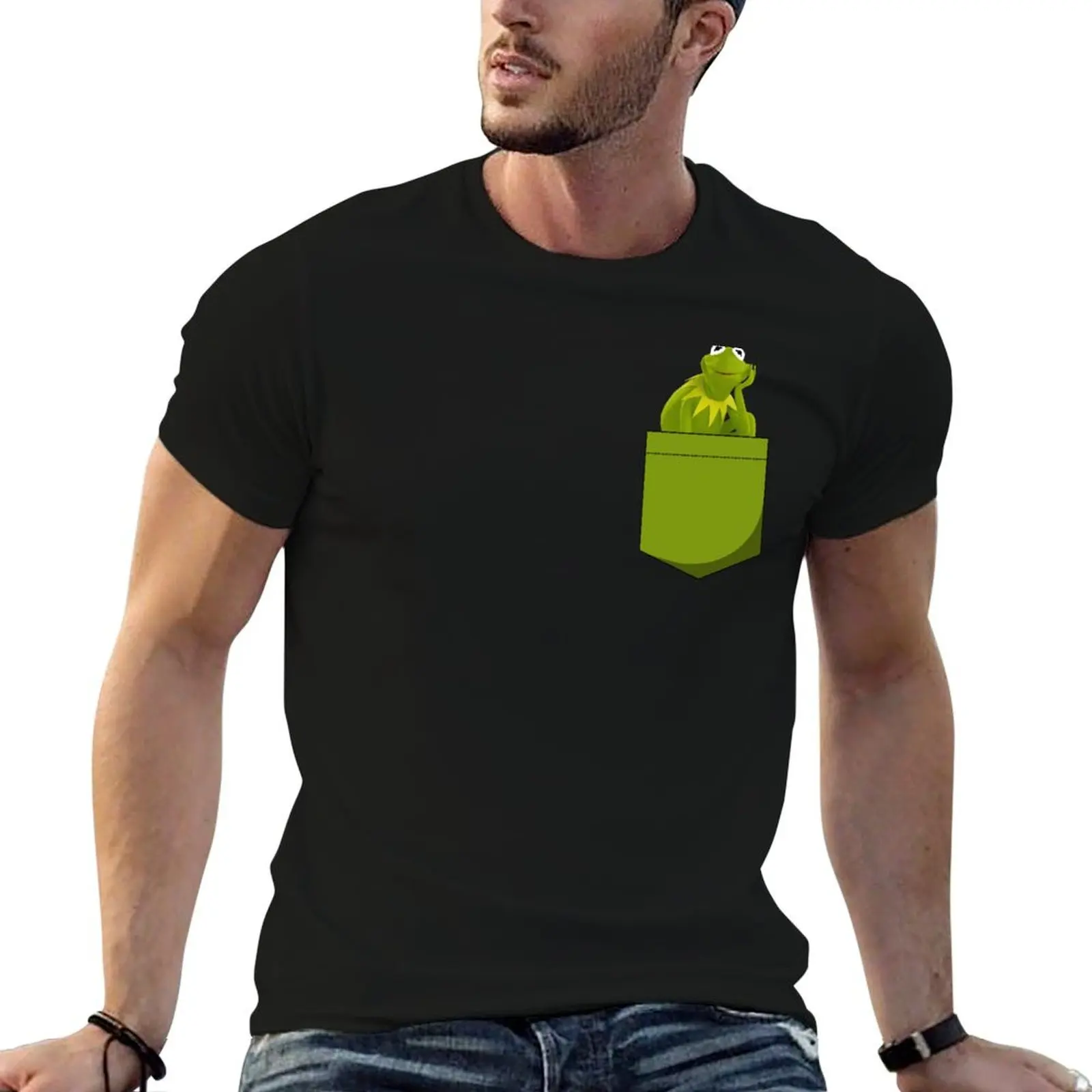 Kermit Pocket T-Shirt Minimalist Plain Crew Neck T-Shirt