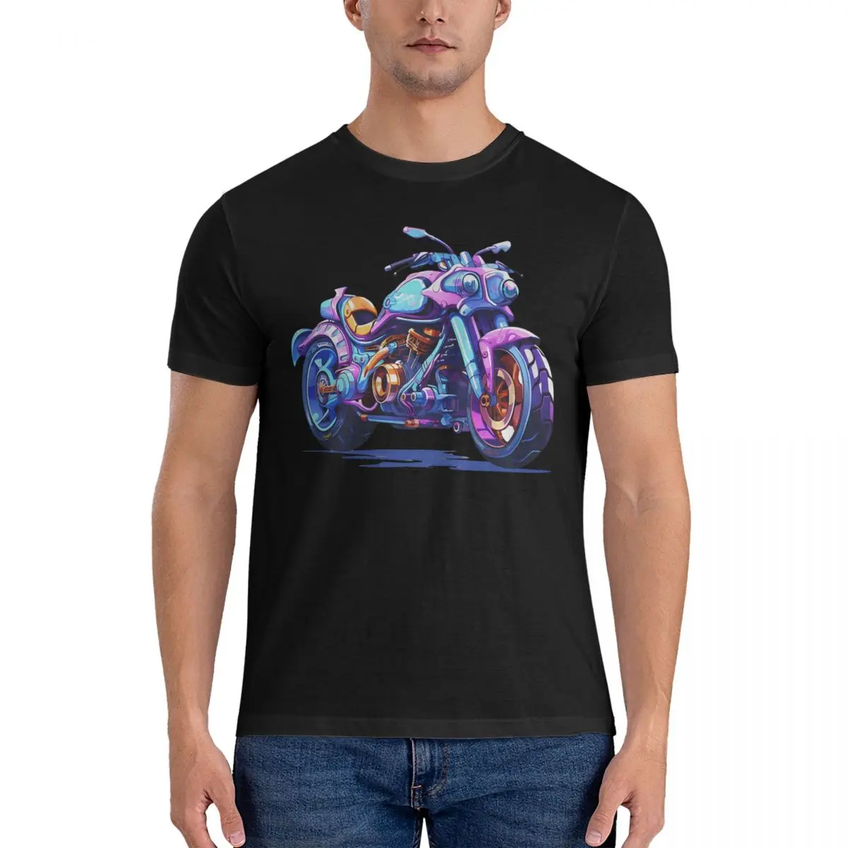 The Beast Men's T Shirts motorbike Vintage Tees Short Sleeve O Neck T-Shirt Pure Cotton Graphic Printed Clothes