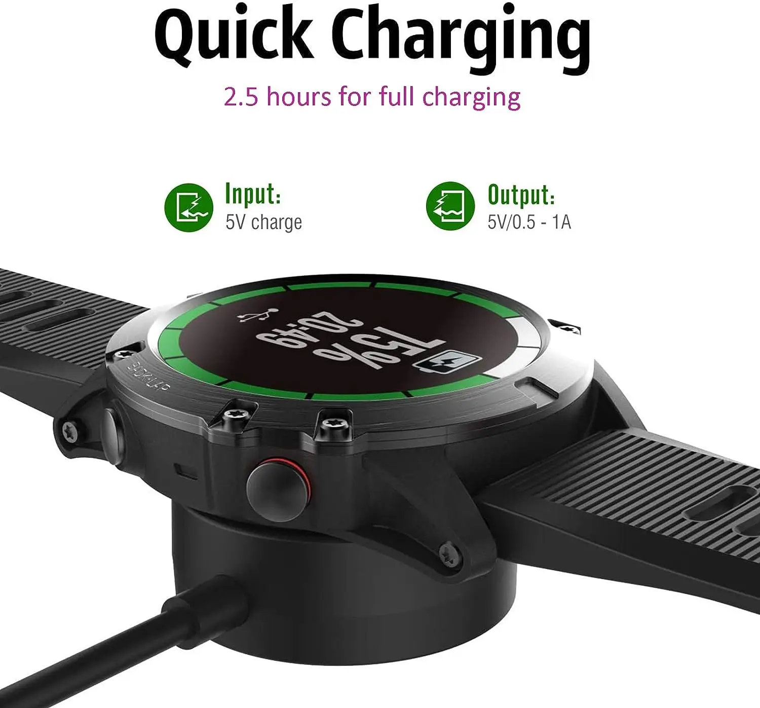 Charger Dock for Garmin Vivoactive 3 4 4S/ Fenix 5 5S 5X 6 6S 6X / Venu 2 2S Sq USB Charging Cable Stand Station image 4
