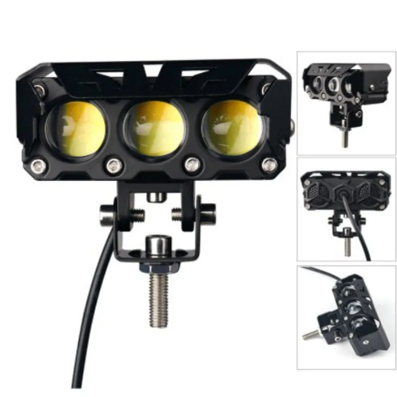 New! For Car Trucks SUV UTV 12V 24VMini Lens Headlight Driving Light Motorcycle LED Spot Light Dual Color Hi/Low Beam Fog Lamps