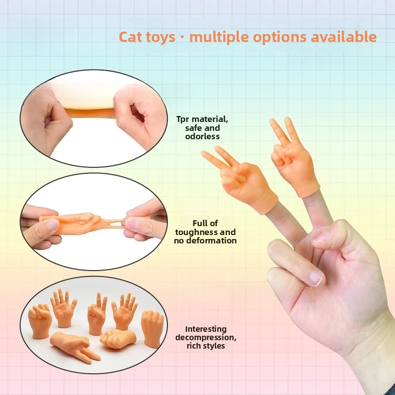 Katzen-Finger-Gesten-Handschuhe Kreatives Dehnbares TPR-Spielzeug Hohe Elastizität Interaktives Katzenspielzeug Sicheres Haustierspielzeug Lustiges Tierpfoten-Design – Detail 2