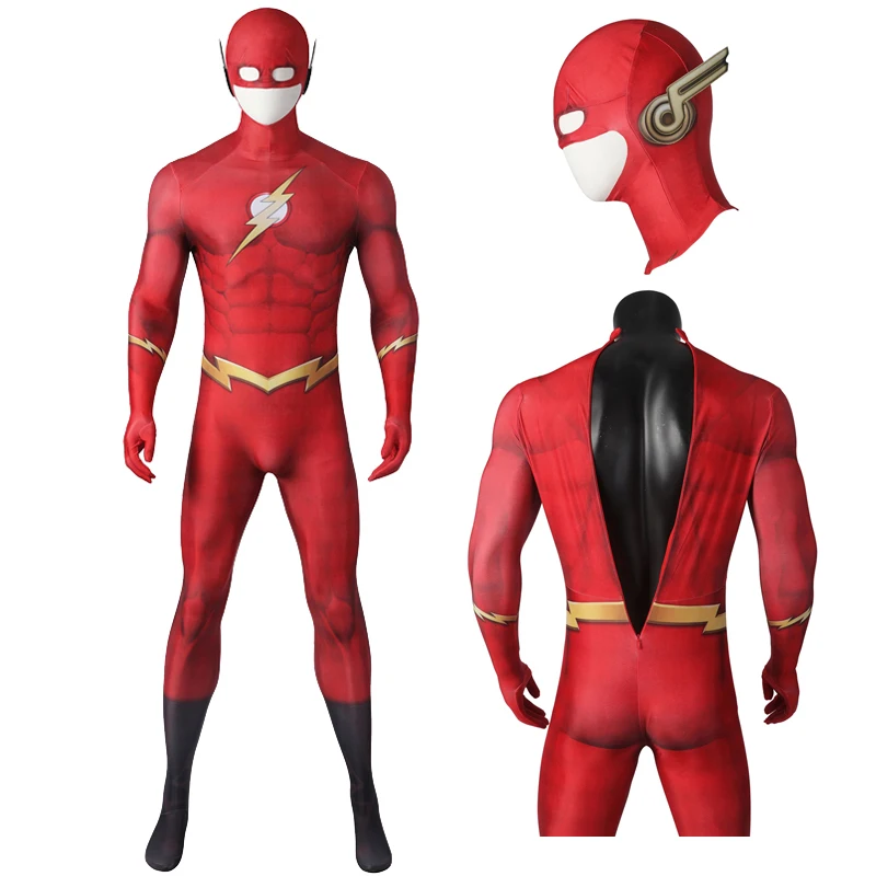 Czerwony Barry Allen dla dorosłych mężczyzn Halloween Cosplay 3D cyfrowy kombinezon z nadrukiem Cosplay body Zentai garnitur Jason Garrick kostium