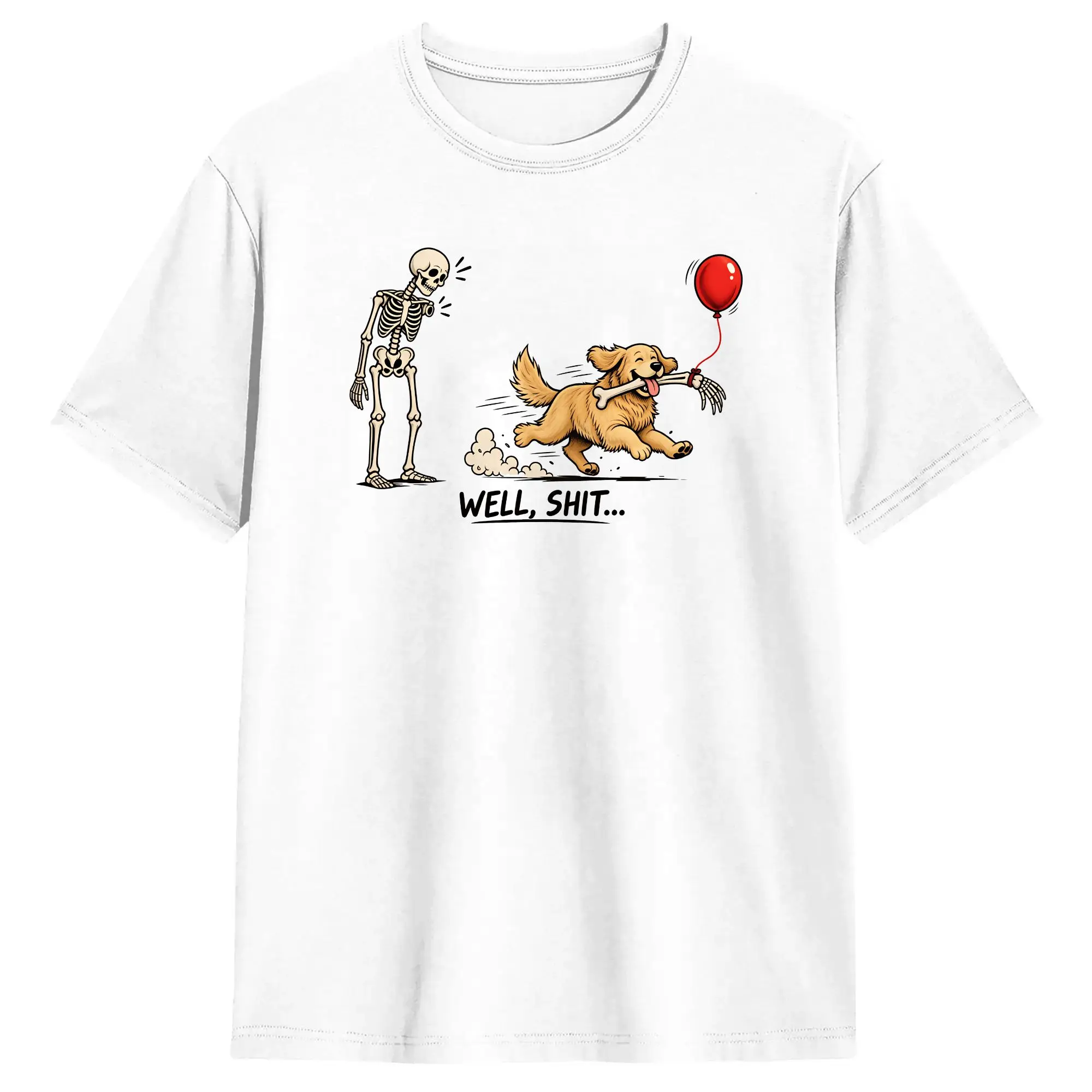 Well Sht Funny Skeleton Dog Golden Retriever Halloween T-Shirts for Men  100% Cotton Tee Shirt Crew Neck Short Sleeve T Shirts