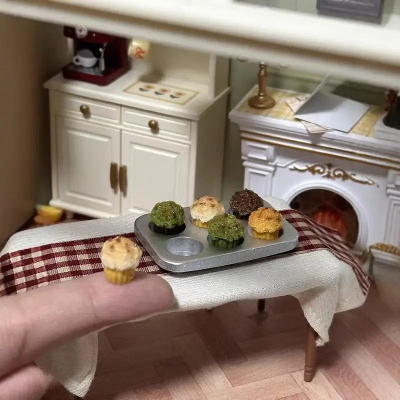 1/7 pçs kit de bolo boneca em miniatura halloween natal mini conjunto comida kt gato pudim modelo simulação comida brinquedo resina diy acessórios