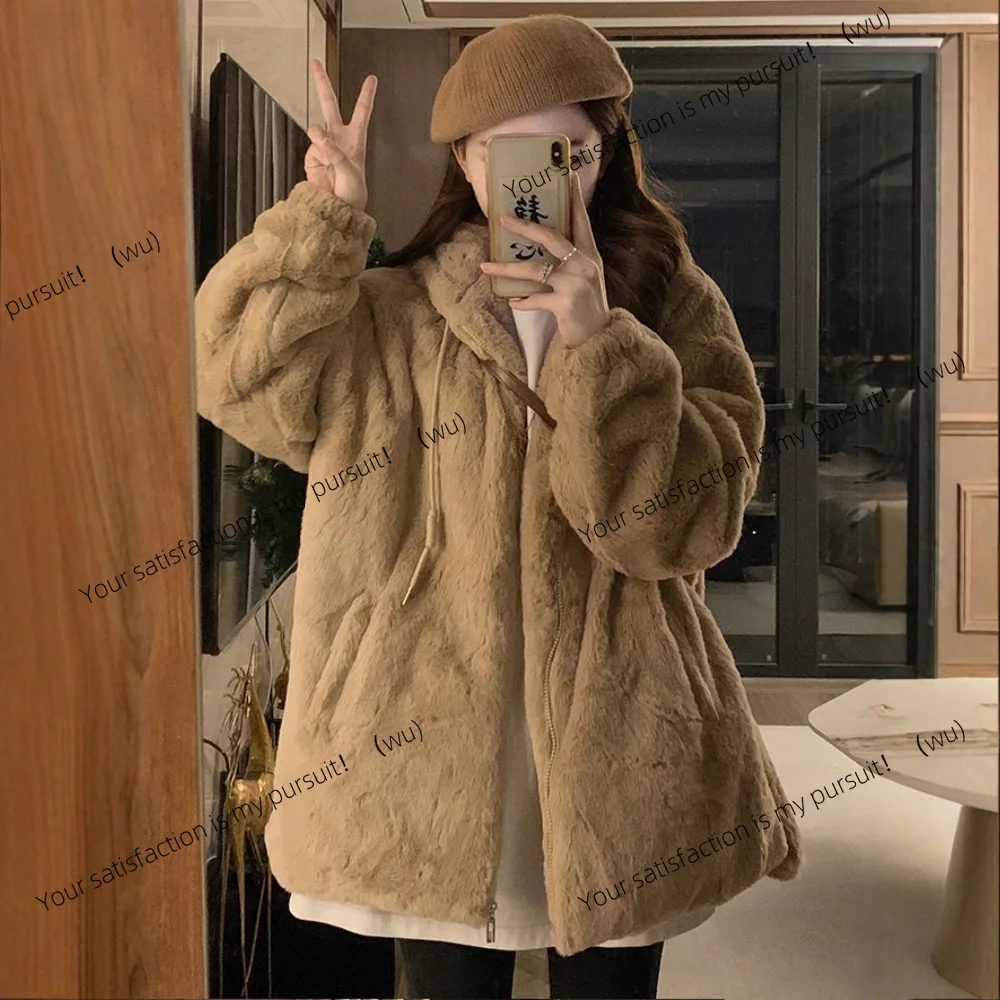 เสื้อโค้ทขนแกะสำหรับผู้หญิง ฤดูใบไม้ร่วงและฤดูหนาว ผ้าฟลีซหนานุ่ม ให้ความรู้สึกหรูหรา บุผ้าฝ้ายอย่างดี