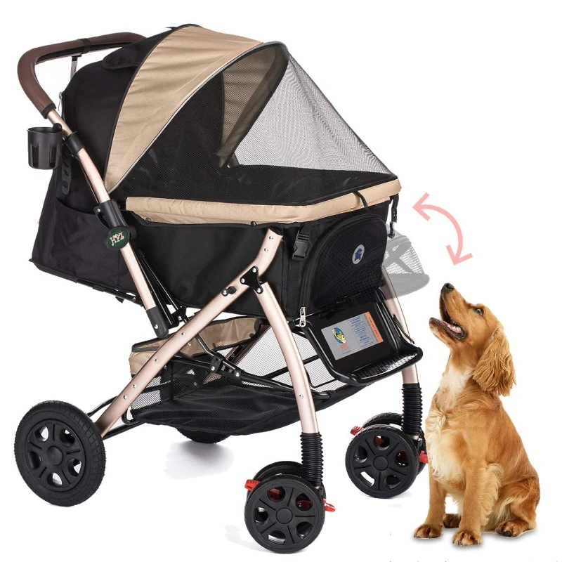 Pet Rover XL Extra-Long Premium Heavy Duty Dog/Cat/Pet Stroller Travel Carriage for Small, Medium, Large Pets (Taupe 2nd-Gen)