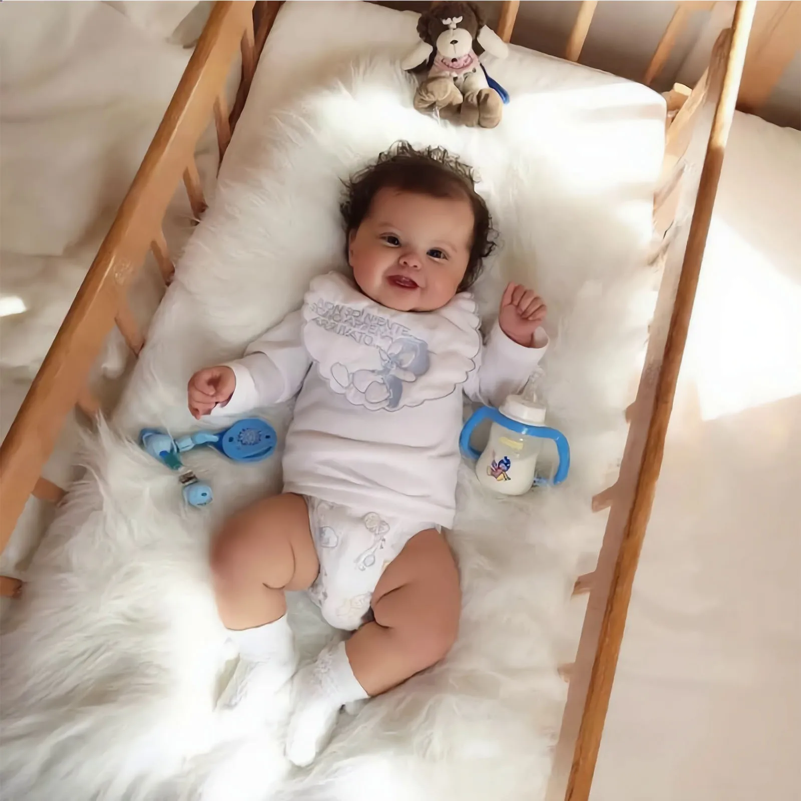 24 Zoll Reborn-Puppen Neugeborenes Baby Lebensechte Reborn-Babypuppe Weiches Silikon 60cm Baby Reborn Stoffkörper Wiegt Wie ein Echtes