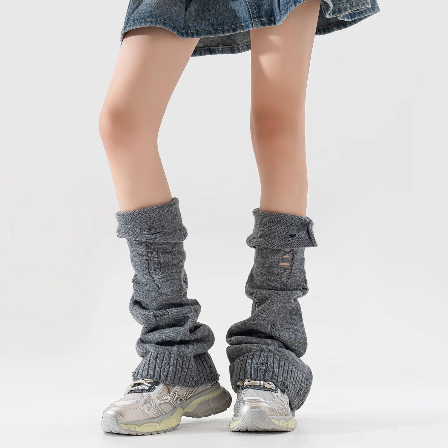 Nuevos productos de otoño e invierno, calcetines Millennium Hot Girl Y2k, personalidad Retro, estilo universitario, cubierta de pierna ancha con bridas