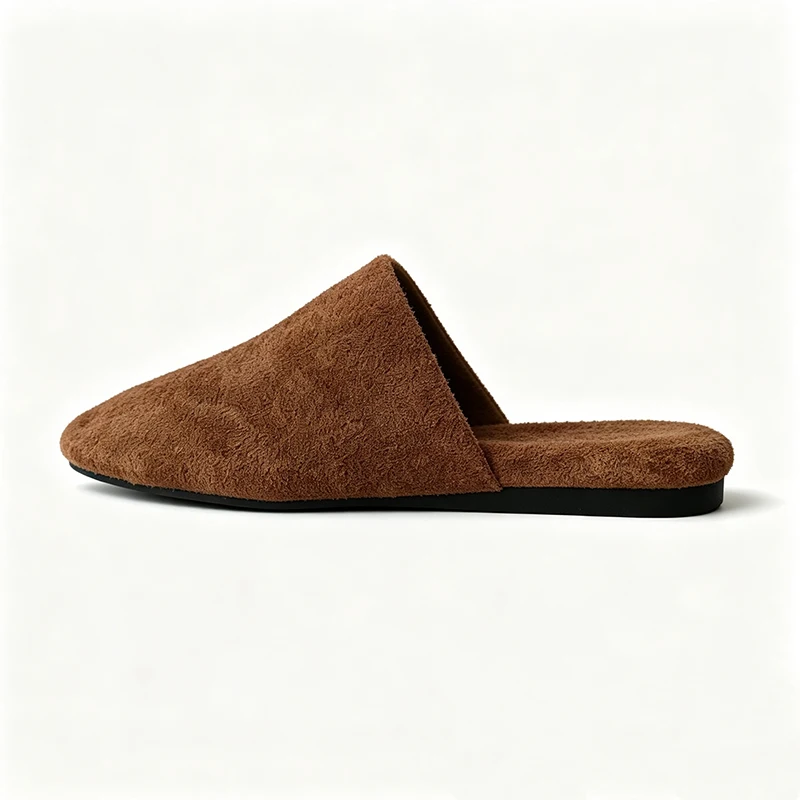 Sandálias Flat Femininas SmallHut Nova Tendência 2026 de Verão em Camurça Natural com Bico Quadrado Fechado – Mules Sexy Verdes, Rosas e Marrons