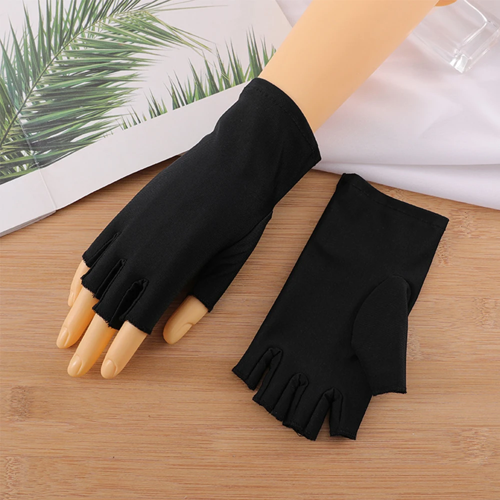 

Women Men Breathable Elastic Non-Slip Sunscreen Half Finger gloves Anti-UV Mittens Driving Gloves