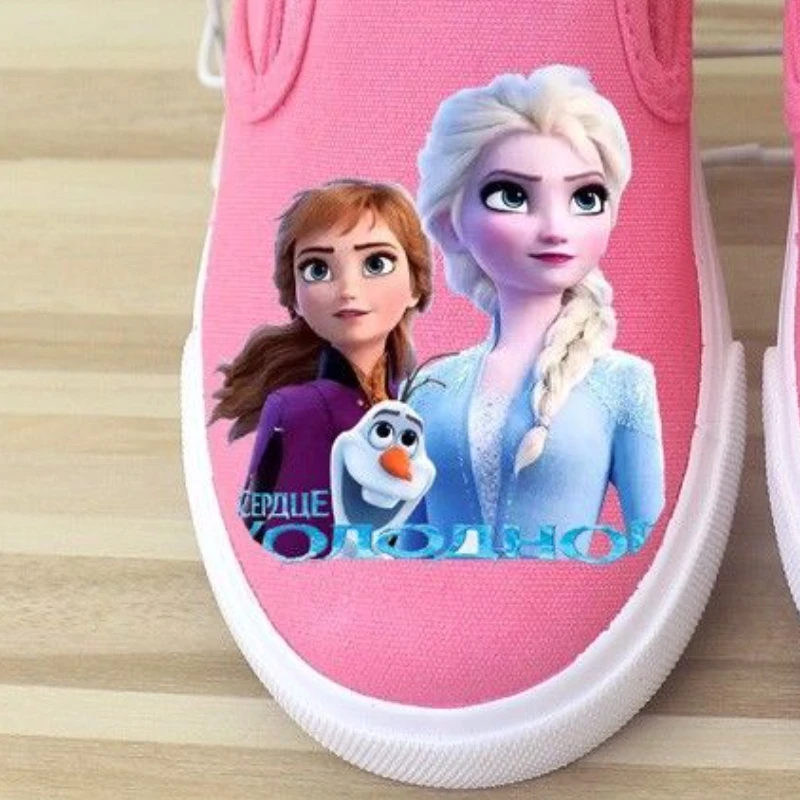 Disney-Baskets de sport respirantes en toile pour filles, chaussures décontractées pour enfants, chaussures de course pour enfants, rose et blanc,
