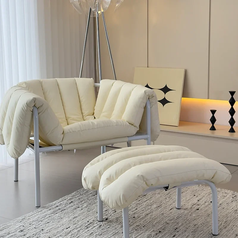 كرسي منتفخ إيطالي بسيط جديد لغرفة المعيشة وابي كرسي فردي للترفيه مصمم خفيف كرسي أريكة فردي فاخر #4