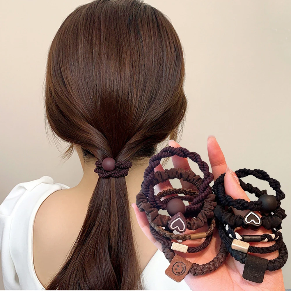 5 teile/satz Mode elastische Haars eile einfaches Herz Haarband für Frauen hohe Pferdes chwanz Halter Haar gummis Gummiband Haarschmuck