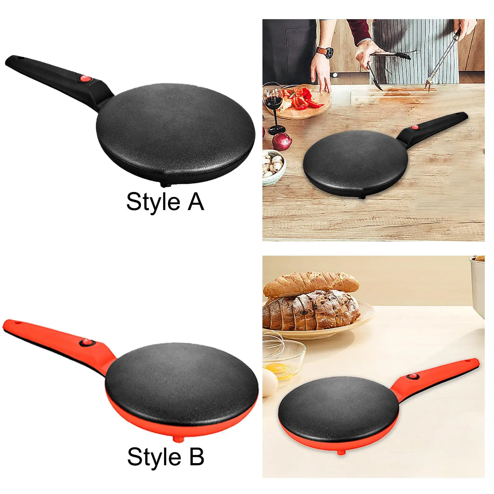 Электрическая машина для приготовления блинов с антипригарным покрытием, ручная длинная ручка для яиц, тортильев, блинов