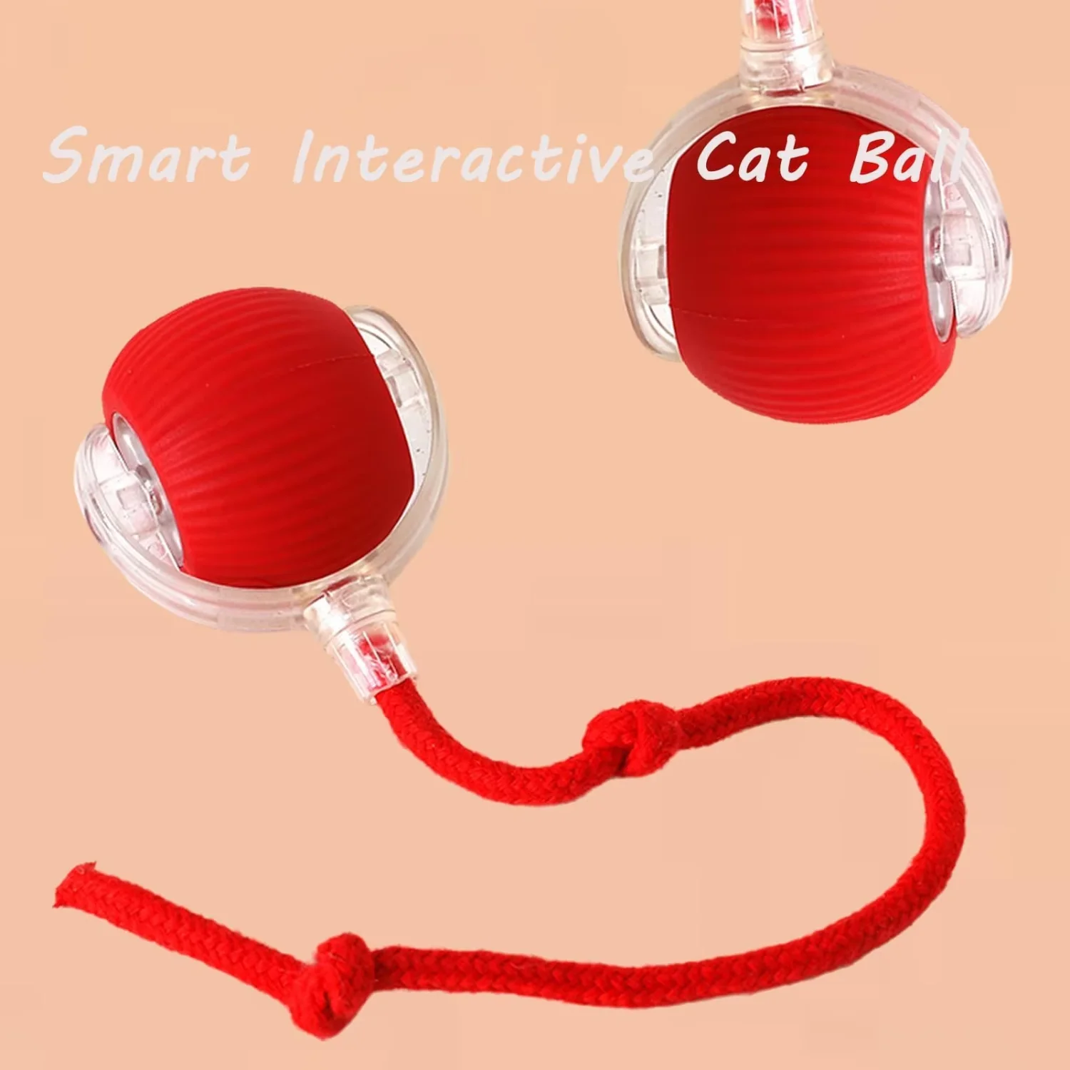 Interactive  Rolling Ball Smart Automatic Rolling Pet Ball Long Tail Fast Rolling on Carpet Toys for Cat Dog