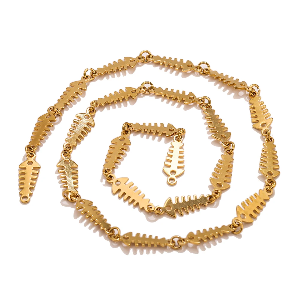 1Meters Stainless Steel Fishbone Chain 18K Gold Plated Minimalist Vintage Boho Waterproof DIY Necklace Bracelet Making Findings