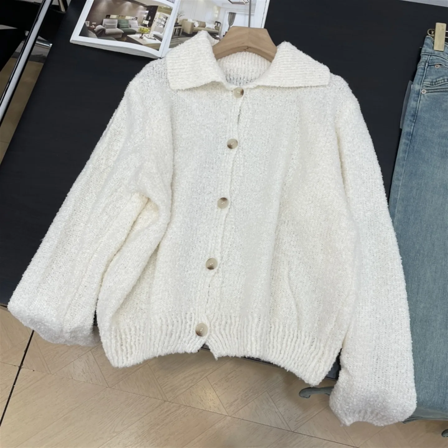 

Новый осенне-зимний однотонный кардиган на одной пуговице, женский повседневный универсальный свободный топ, стройнящий фигуру