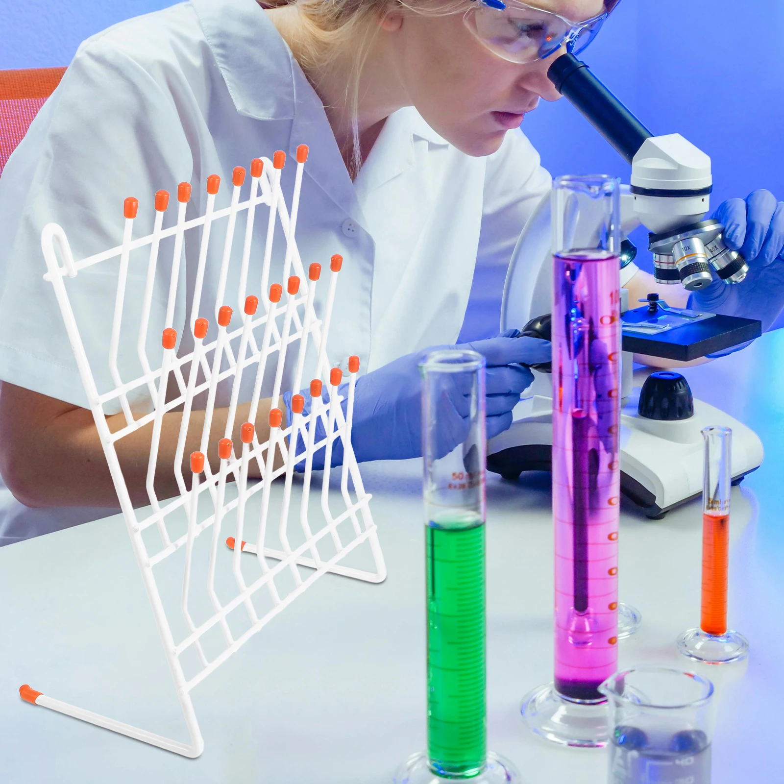 

1pc 24 Positions Drip Rack Test Tubes Laboratory Drain Stand Metal Drying Holder Shelves Teaching Tools Tube Storage Solution
