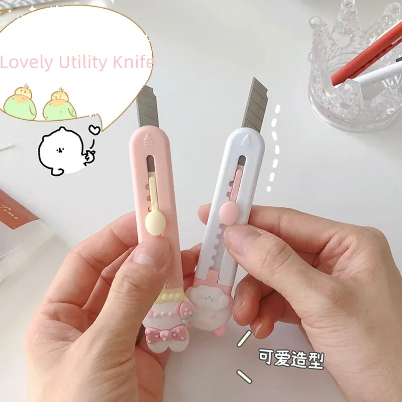 Mini Cute Caroon Utility Knife for Student Small Kawaii Letter Opener Clip Paper for Office Student Supply Office Accessories