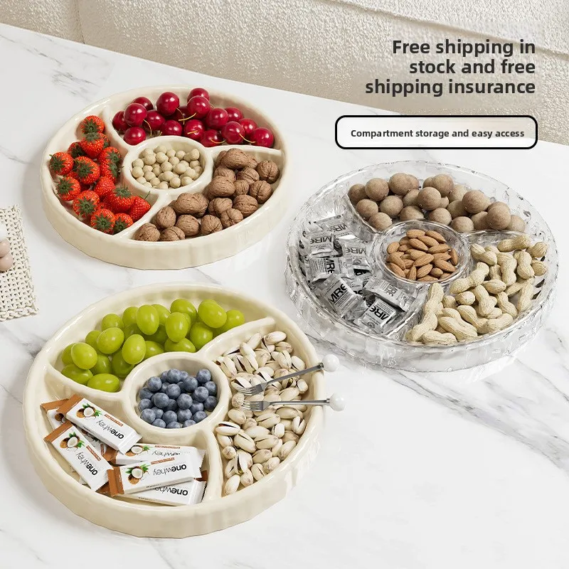 

Fruit plate light luxury high value food grade living room household dried fruit plate large grid storage creative fruit plate