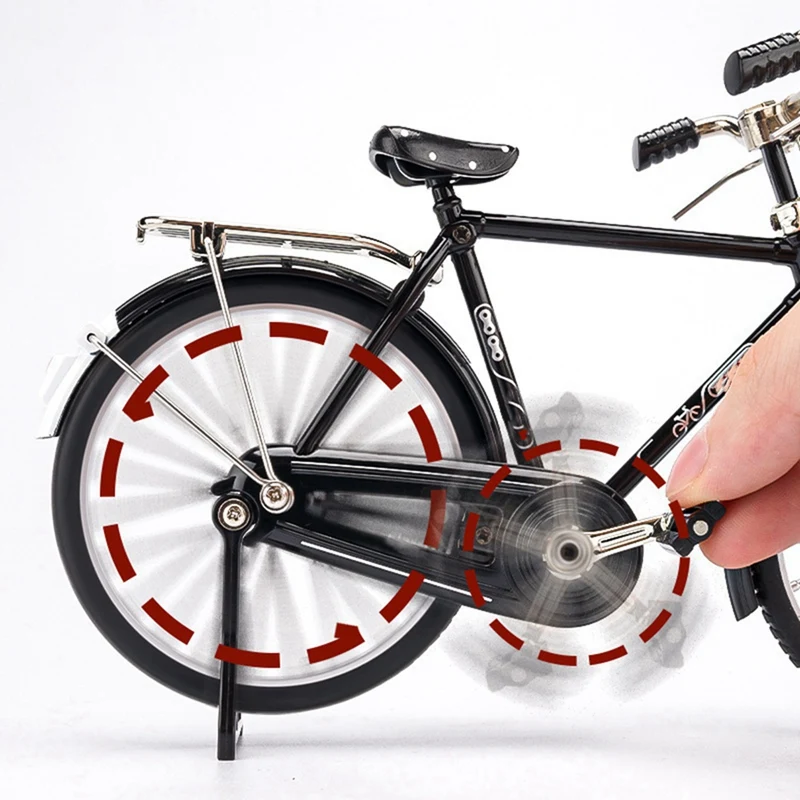 Mini modèle de vélo en alliage bricolage pour enfants, vélo en métal de simulation rétro, assemblage dos, jouets de collection, cadeaux durables, noir