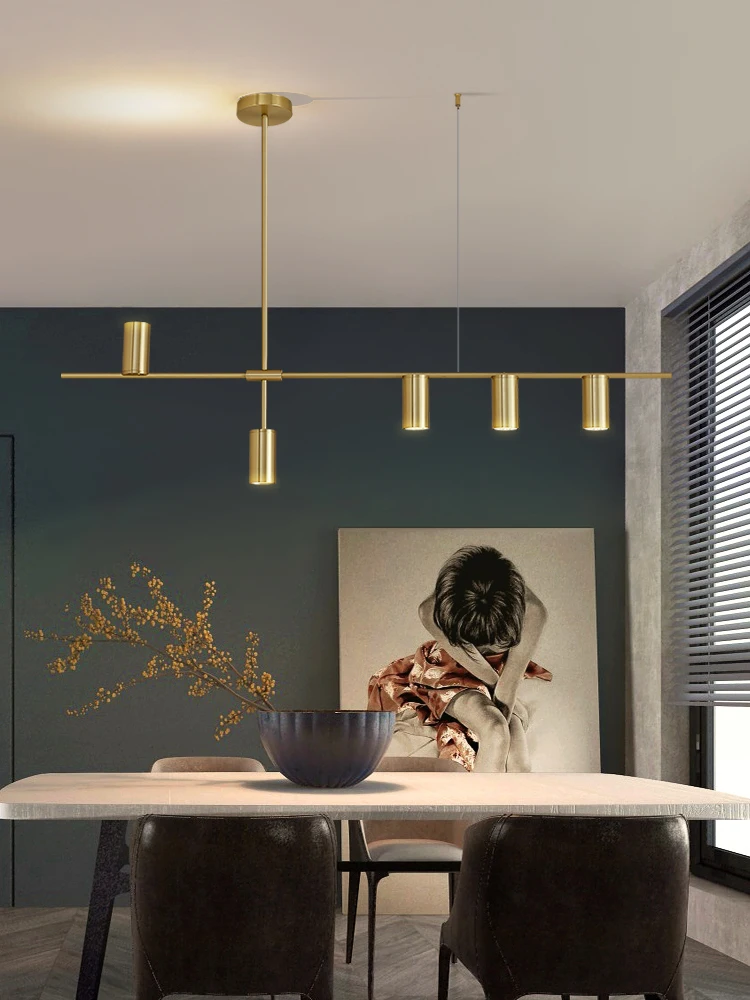 Modern Nordic Chandeliers Plated Gold or Black Simple Dining Table Lights Creative Bar Counter Long Strip Designer Pendant Lamps