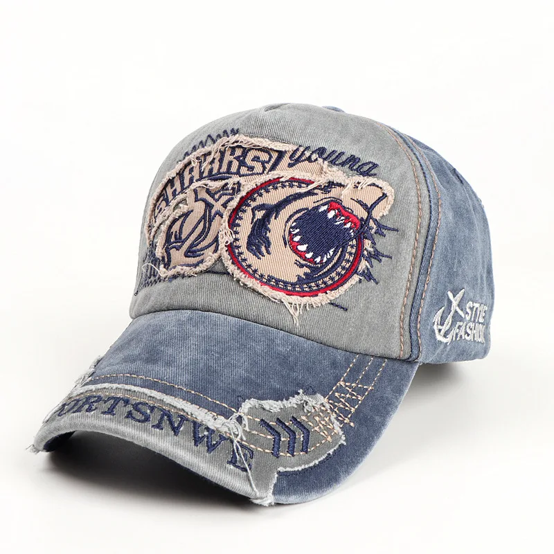 Pasting Denim Embroidery Retro Letter Baseball Caps Men Women Cotton Adjustable Hip Hop Casual Hat Streetwear Dad Hat Sun Hats