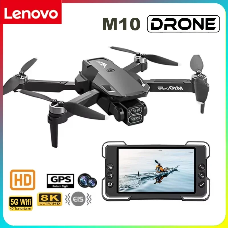 Dron Lenovo M10 8K con Cámara Dual, Pantalla FPV, WiFi, Motor sin Escobillas, Evitación de Obstáculos, Plegable, Quadcopter Aéreo Profesional