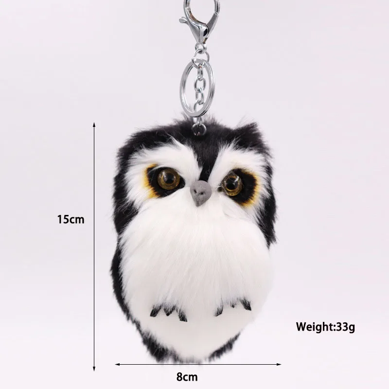 15cm Cute Fluffy Owl Keychain & Pendant Women Key Ring Holder Faux Bunny Rabbit Fur Pompoms Key Chains For Men Women Handbag