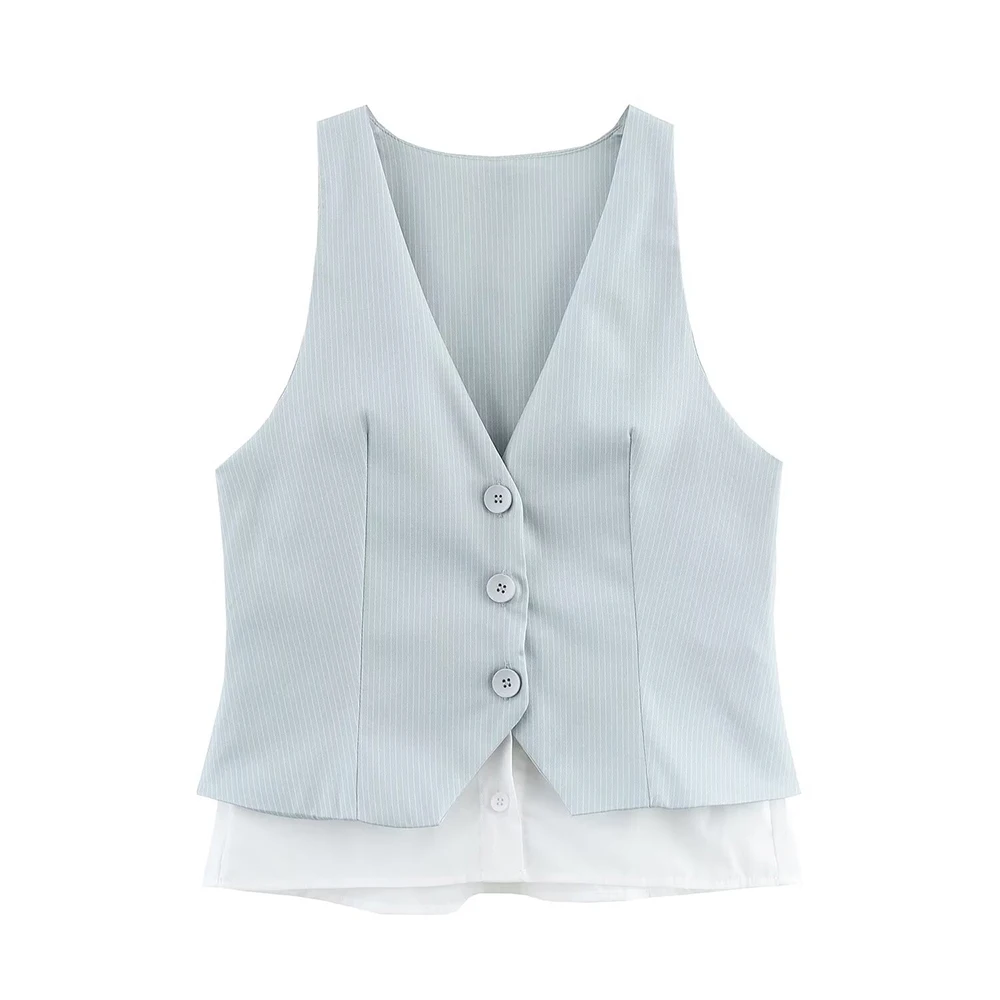 

Женский однобортный жилет INS Net в красную полоску с вышивкой в европейском и американском стиле, простая одежда, верхняя одежда, мода