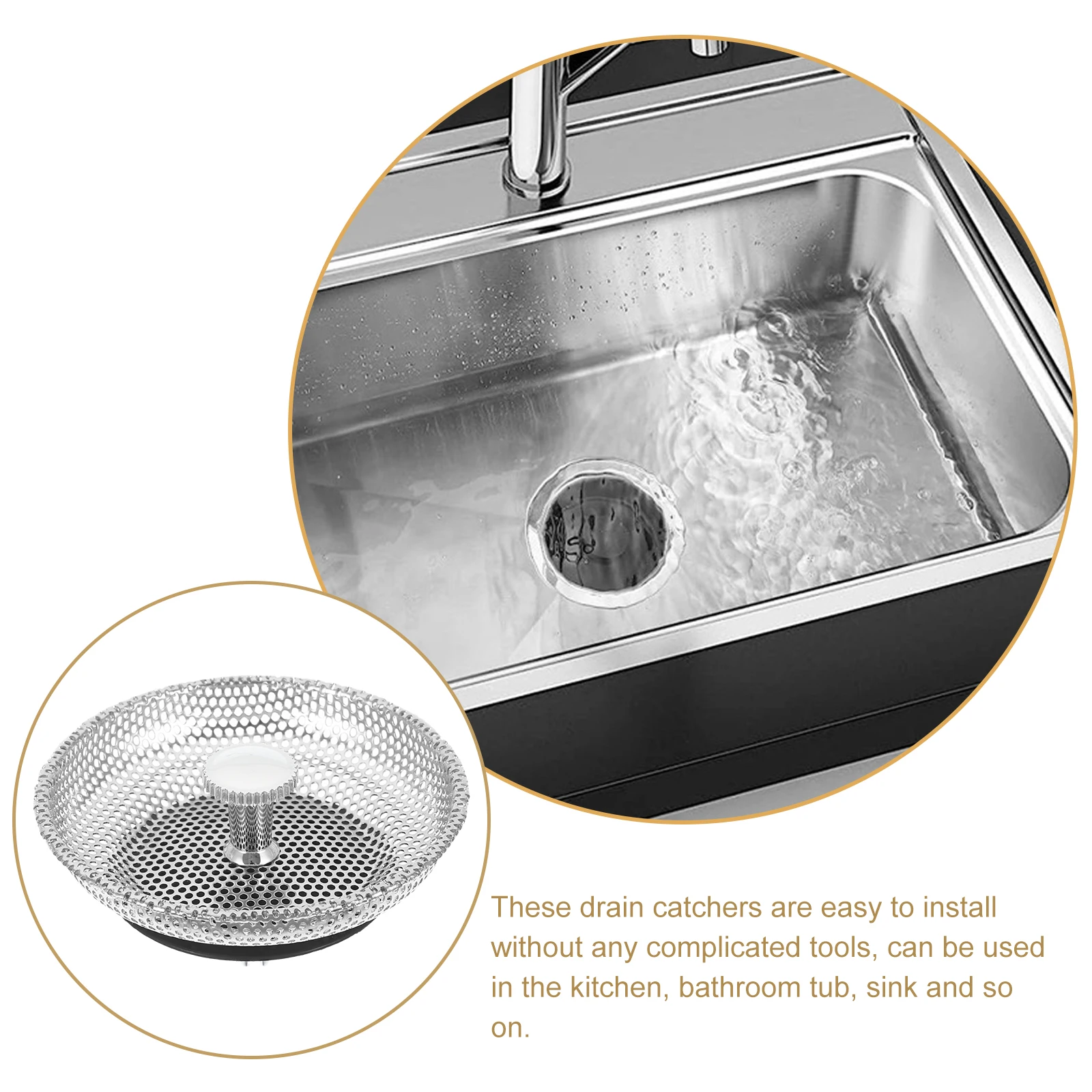 

Anti Clogging Sink Strainer Plug Drain Stopper Stainless Steel Replacement Kitchen